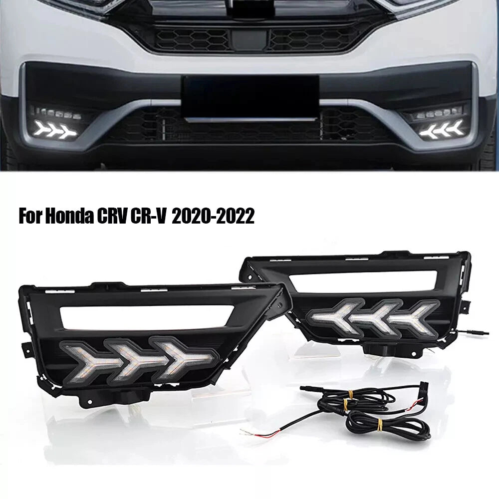 Fog Light Turn Signal Lamps 2 x 3-Color LED DRL for 2020-2022 Honda CRV