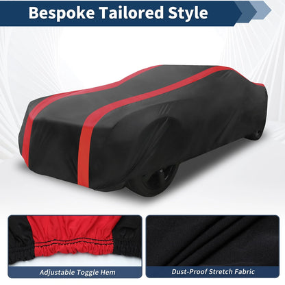 Car Cover Waterproof All Weather for Chevrolet Camaro Black Red Fabric