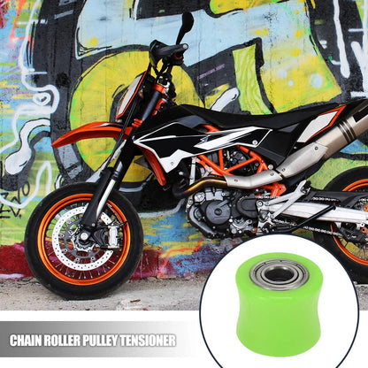 10mm Chain Roller Pulley Tensioner Wheel Guide Green for Motorcycle