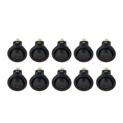 Rocker switch 10 x SPST 2-pin Red LED for Marine Boat Car RV Motorcycle