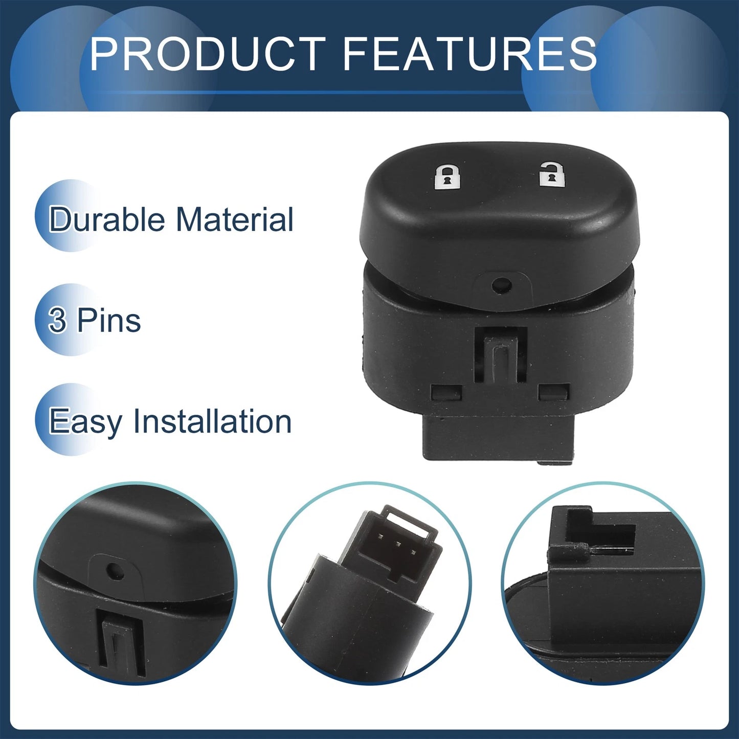 Door Lock Switch Front Right for Chevrolet Malibu 2008 (2008 - 2008)