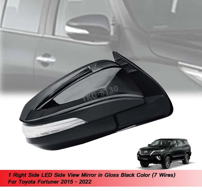 RH Side View Mirror Black 7 Wires for Toyota Fortuner (2015-2022)
