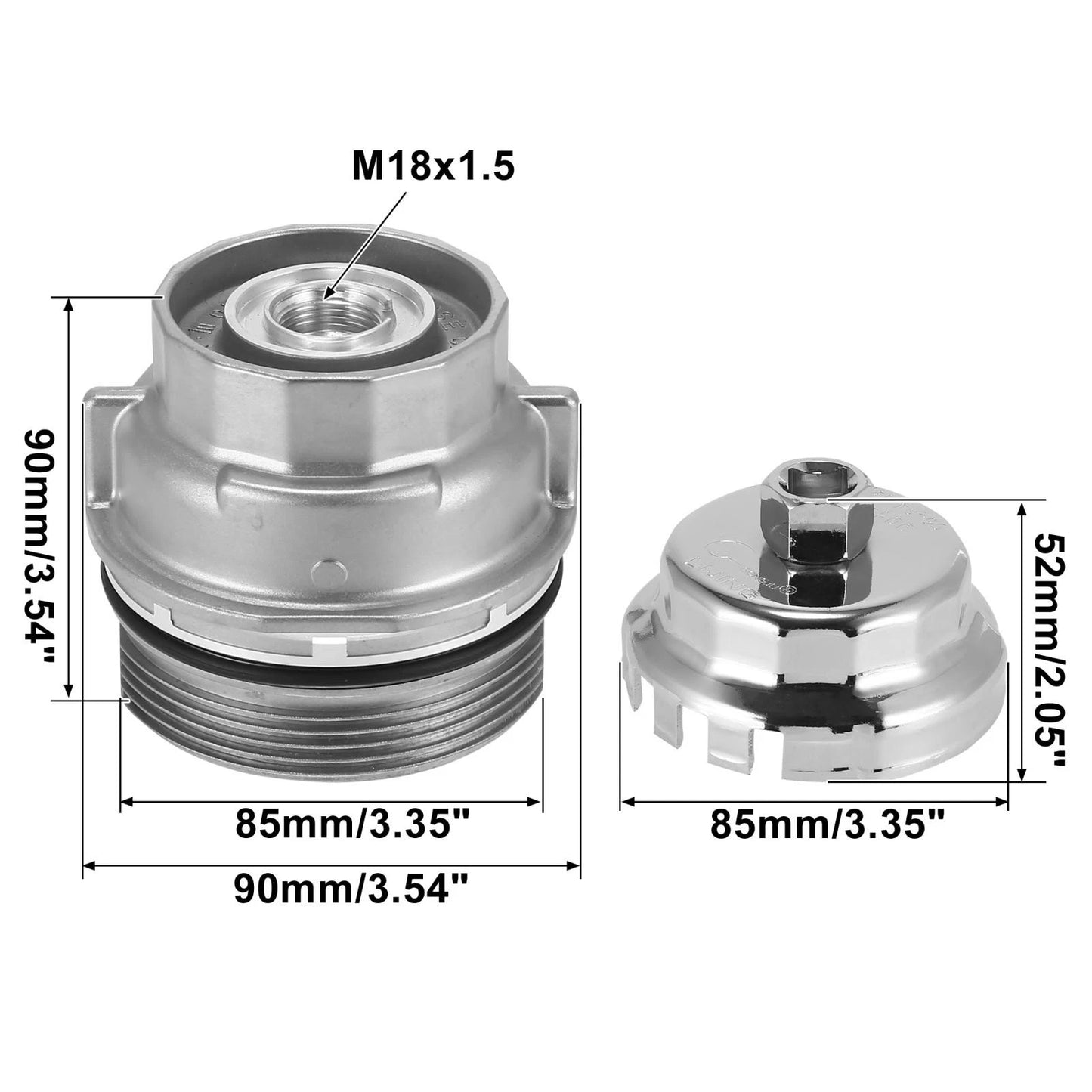 Oil Filter Housing Cap Set with Wrench Tool for Lexus Toyota (2000-2023)