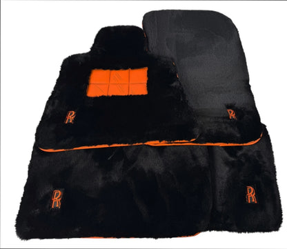 Sheepskin Car Floor Mats for Rolls Royce Ghost Series I - Orange Leather