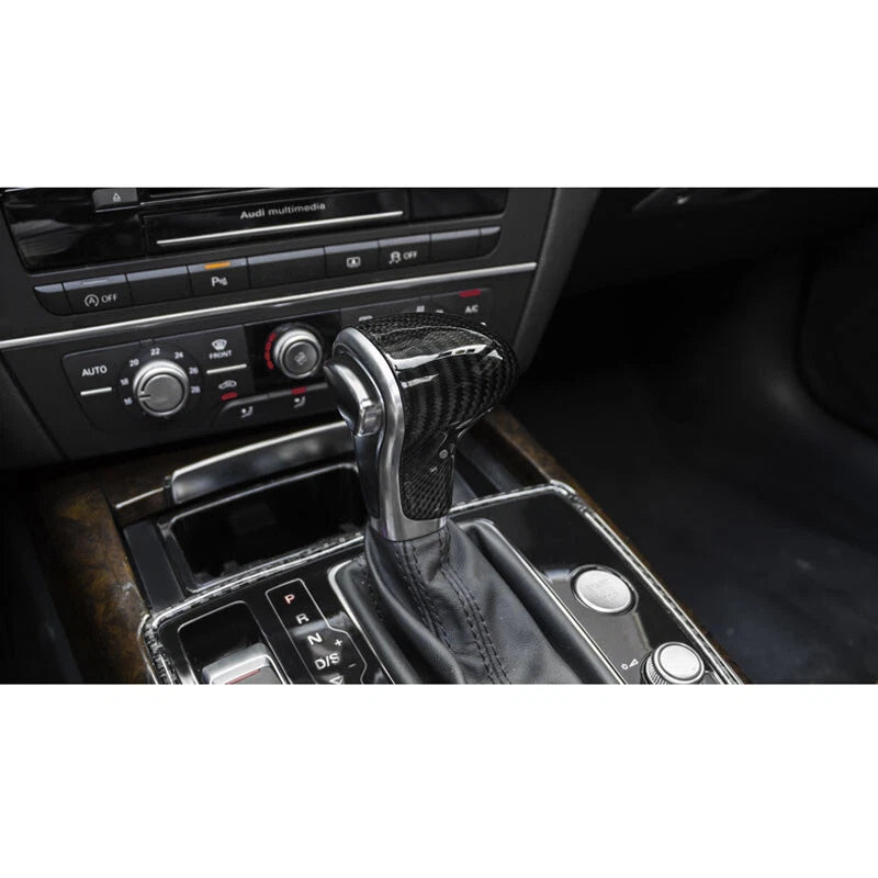 Real Carbon Fiber Gear Shifter Knob Head Cover Trim For Audi A4 A6 2013-2016