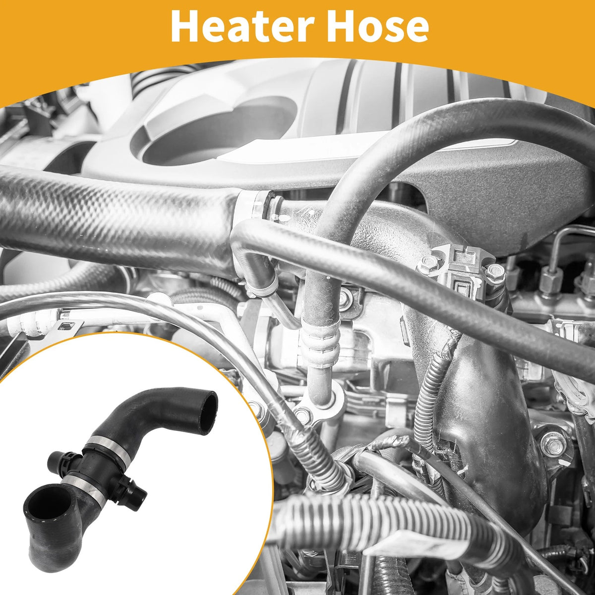 Heater Hose for BMW 528i xDrive 2.0L Rubber Black (2012-2014) 1 x Pcs