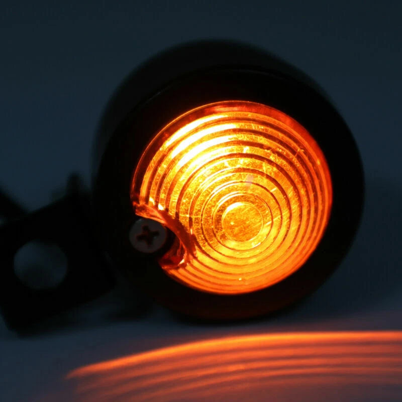 2 x Universal Black Mini Turn Signal Lights for Vintage Motorcycle
