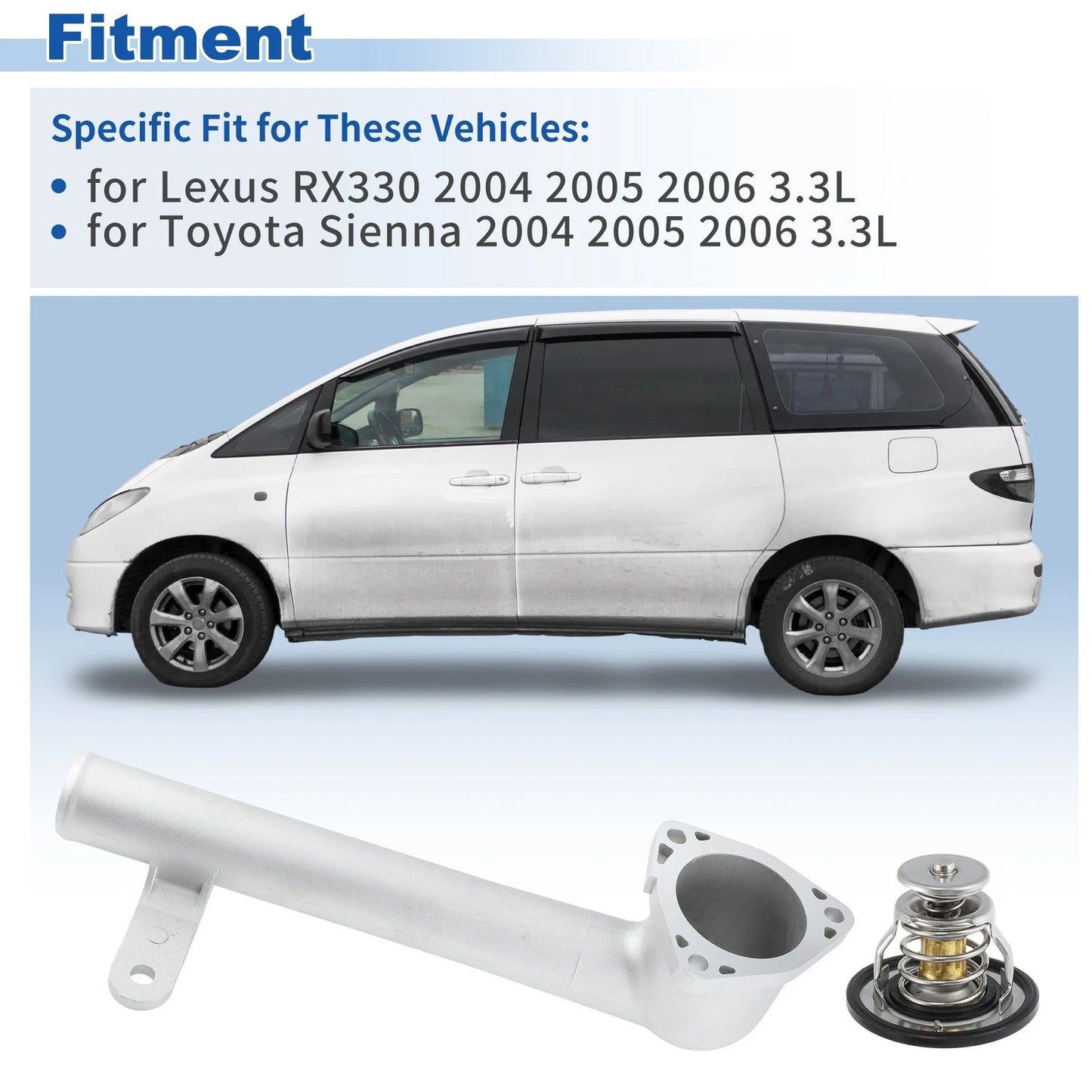 Engine-3.3L-Coolant Thermostat Housing Assembly for Toyota Sienna RX330 (04-06)