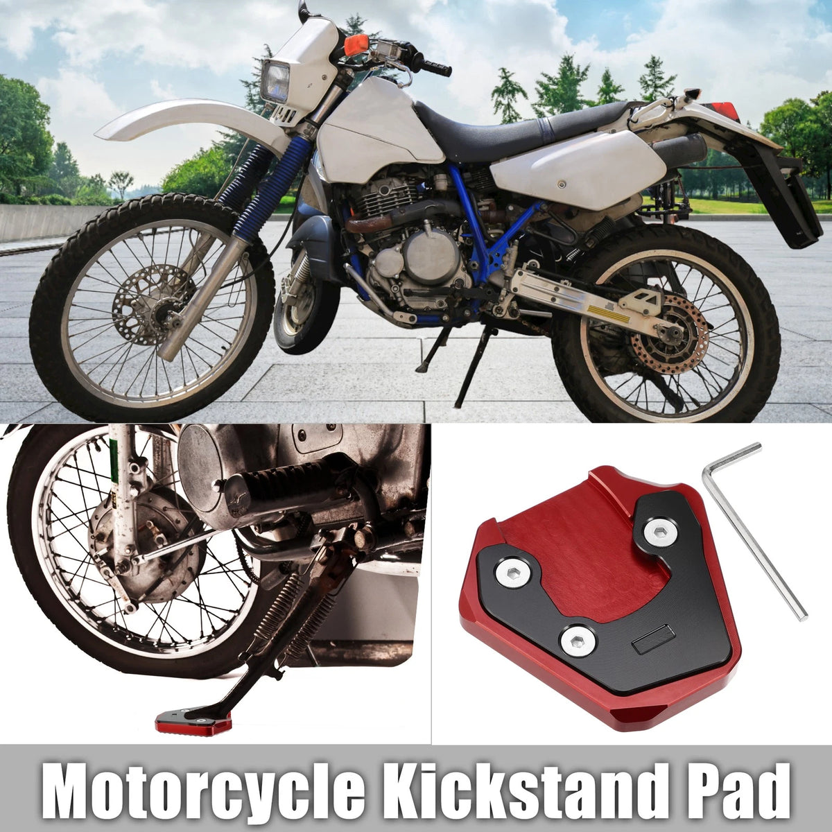 Motorcycle Kickstand Plate Pad for Suzuki GSX-S 750 (2017-2022) Black Red