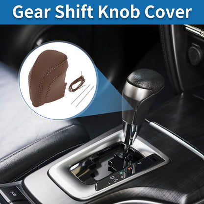 Car Gear Shift Knob Cover 1 Pc for Toyota Camry (2018-2024) Brown Faux Leather