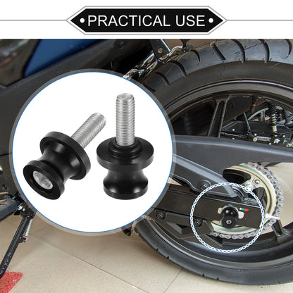 2 x Motorbike Swingarm Spools 10mm CNC Swing Arm Sliders Stand Black for Make Model