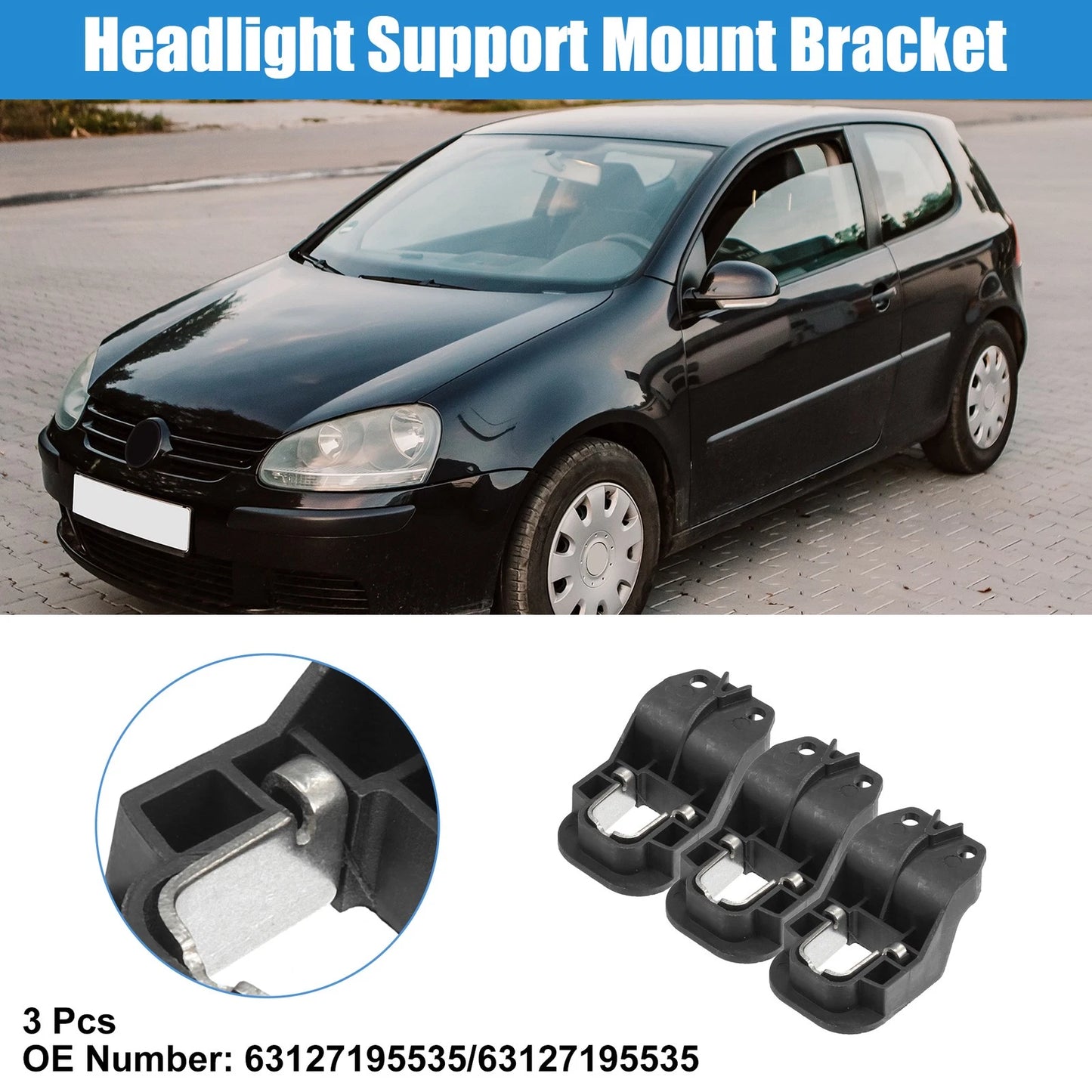 3 x Left or Right Side Headlight Support Mount Brackets for BMW X5 X6 (2007-2013)