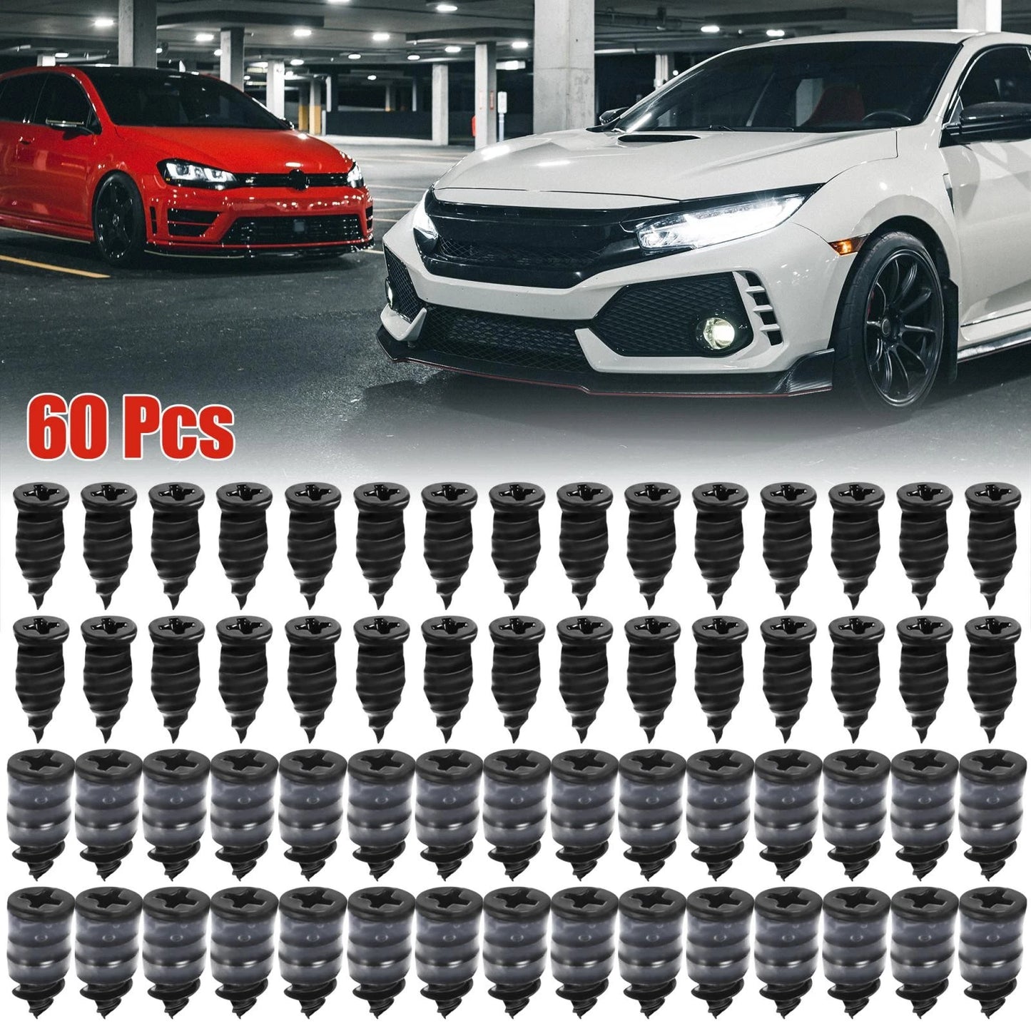60 Pcs Tire Repair Rubber Nail Fast Tool for Car Motorcycle Storage Box