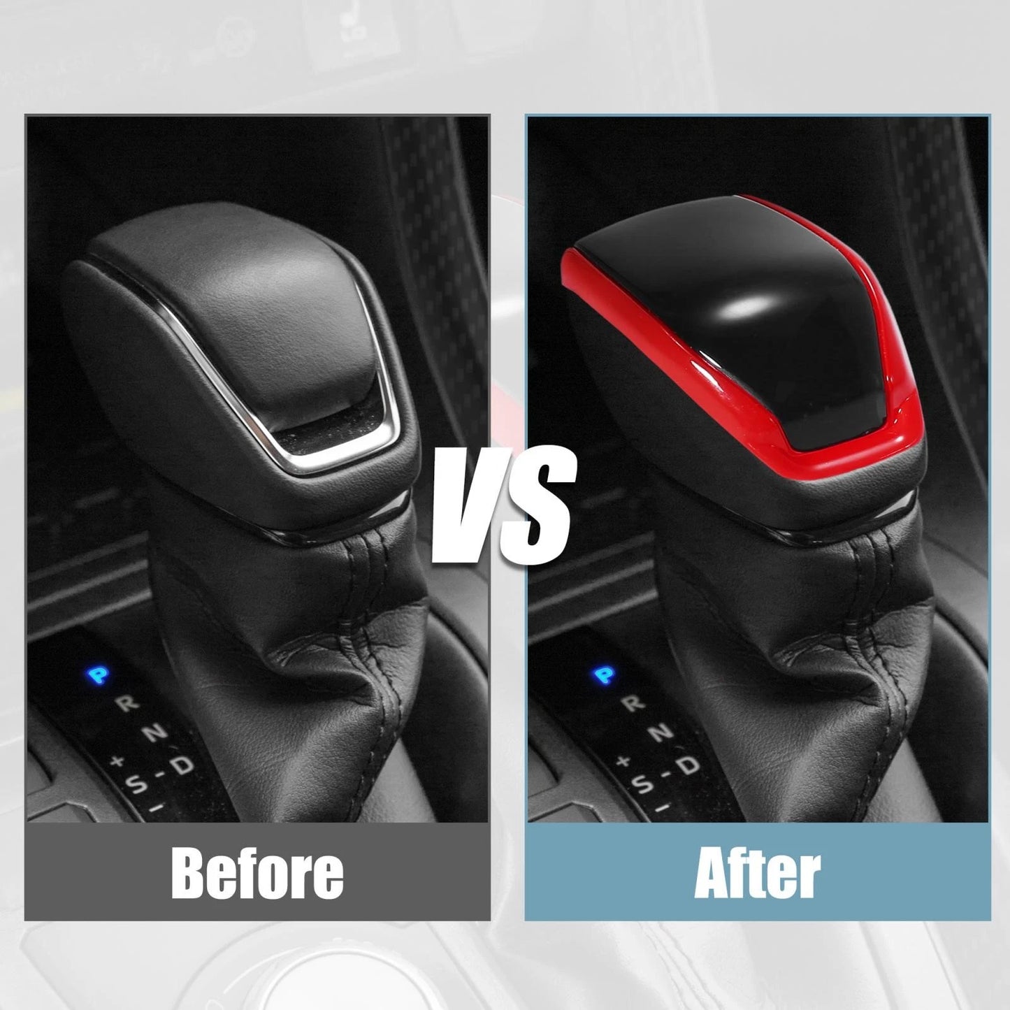 Gear Shift Knob Cover Sticker for Toyota RAV4, Highlander 2019-2021 Black Red