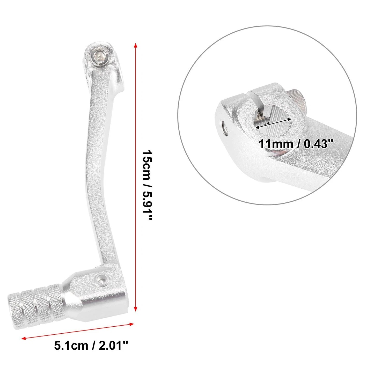 Gear Shift Lever / 11mm / Universal Aluminum Alloy Folding Silver Tone for Universal