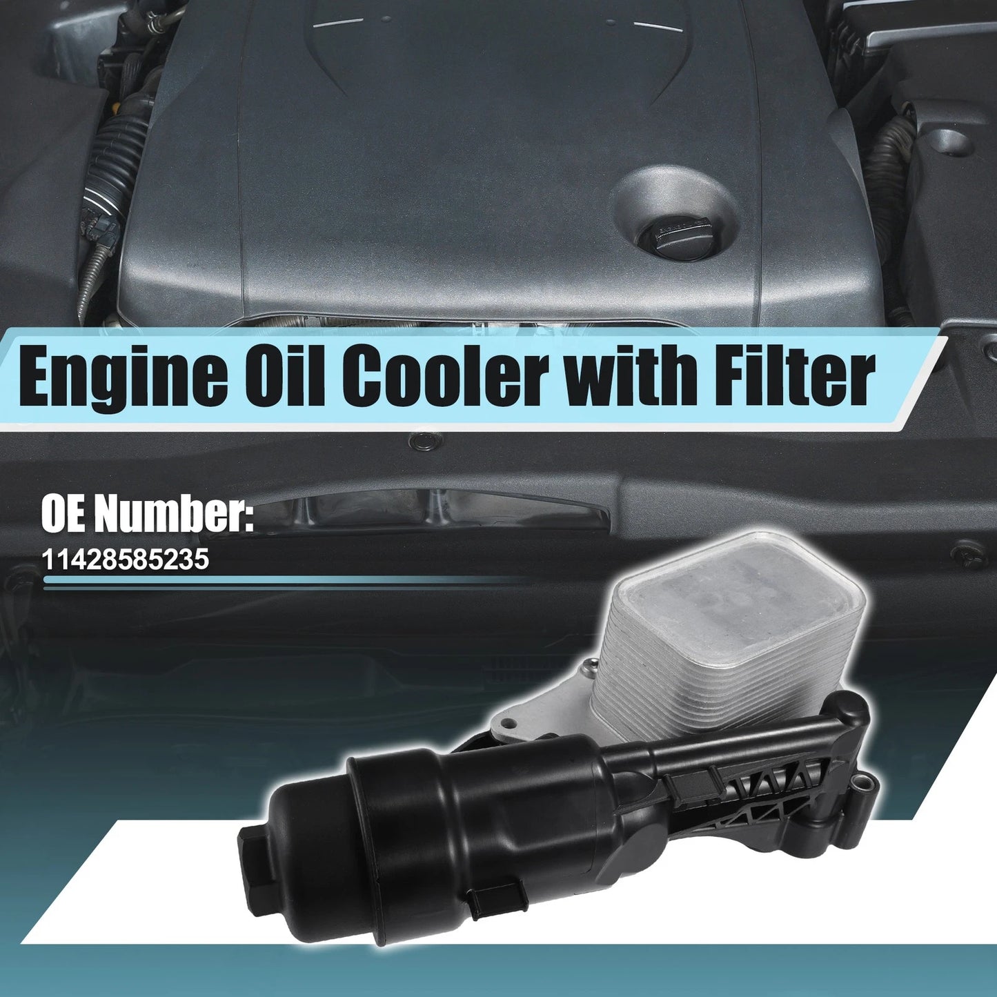 Set Engine Oil Cooler Oil Filter Black for BMW I8 (2014-2020)
