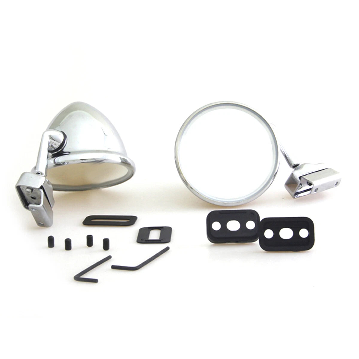 4" Chrome Convex Door and Fender Mirrors for Left/Right Universal Fit