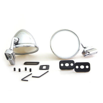 4" Chrome Convex Door and Fender Mirrors for Left/Right Universal Fit