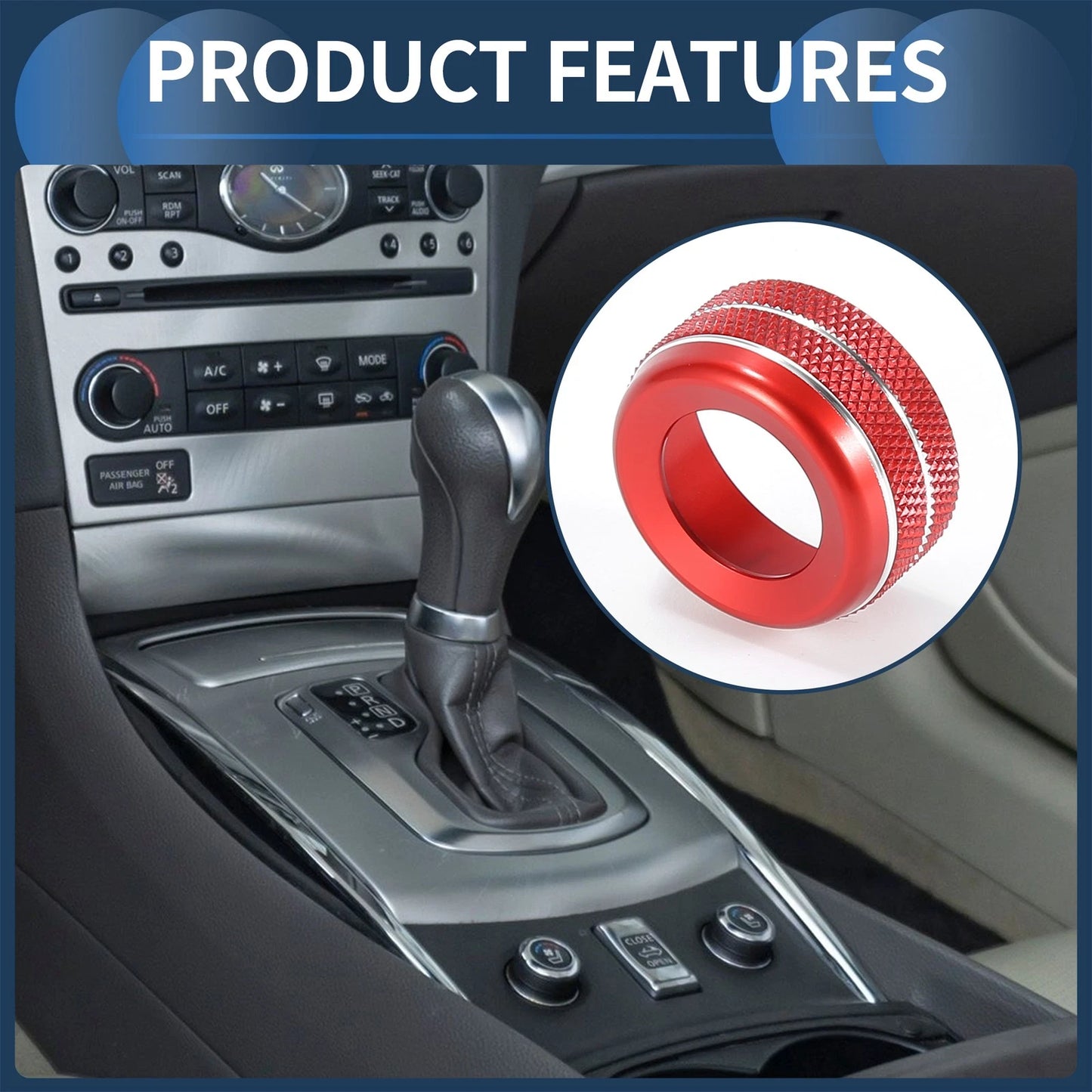 Seat Heated Switch Knob Cover Ring for Infiniti G37 (2007 - 2013) Red