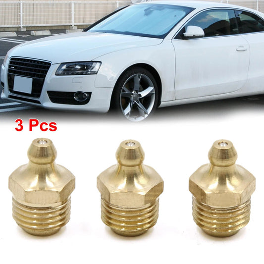 Grease Nipple Fitting / 3pcs 1/4" Thread Brass Straight for Motorcycle Car