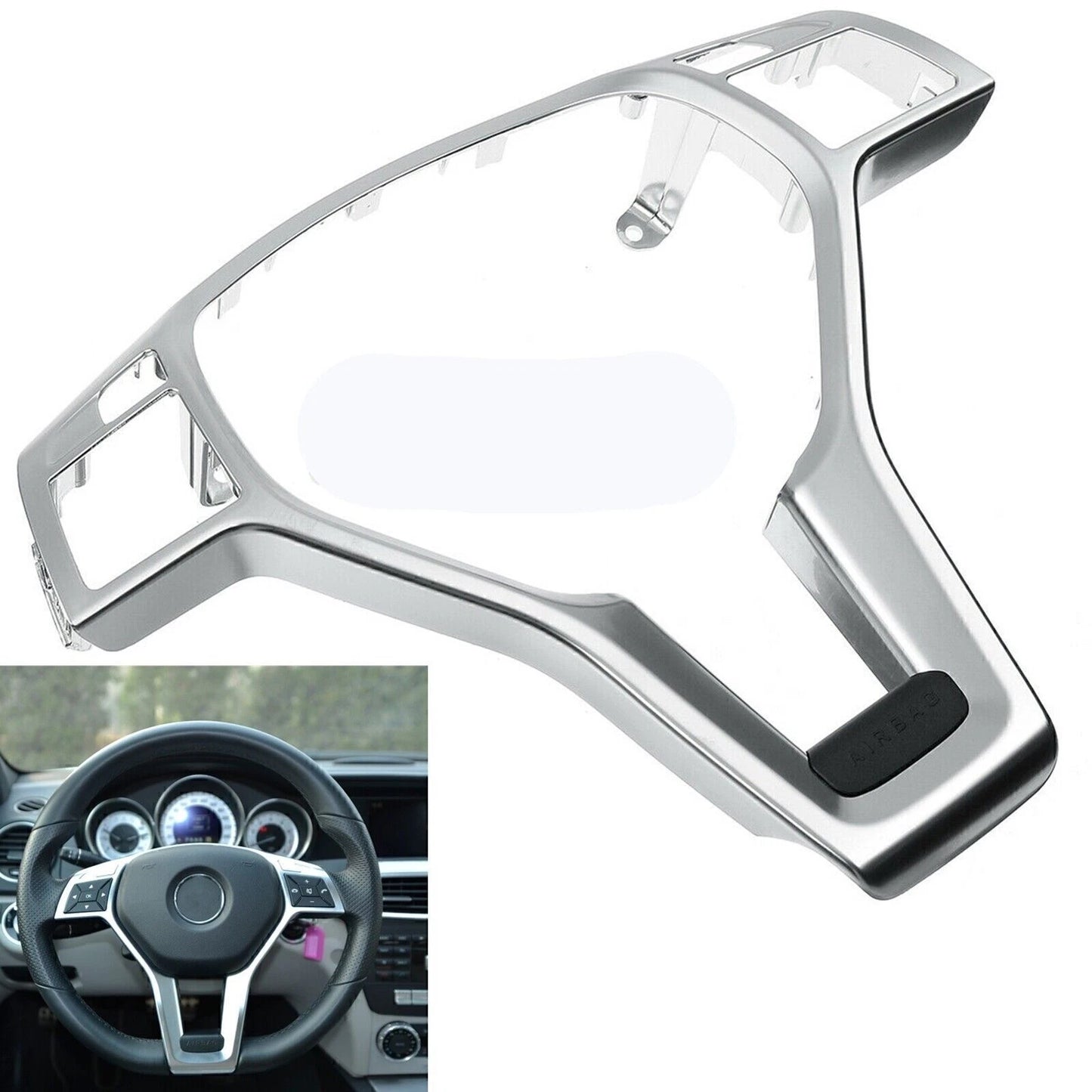 Silver Steering Wheel Cover Trim for Mercedes Benz W176 W204 W212 (2012-2014)
