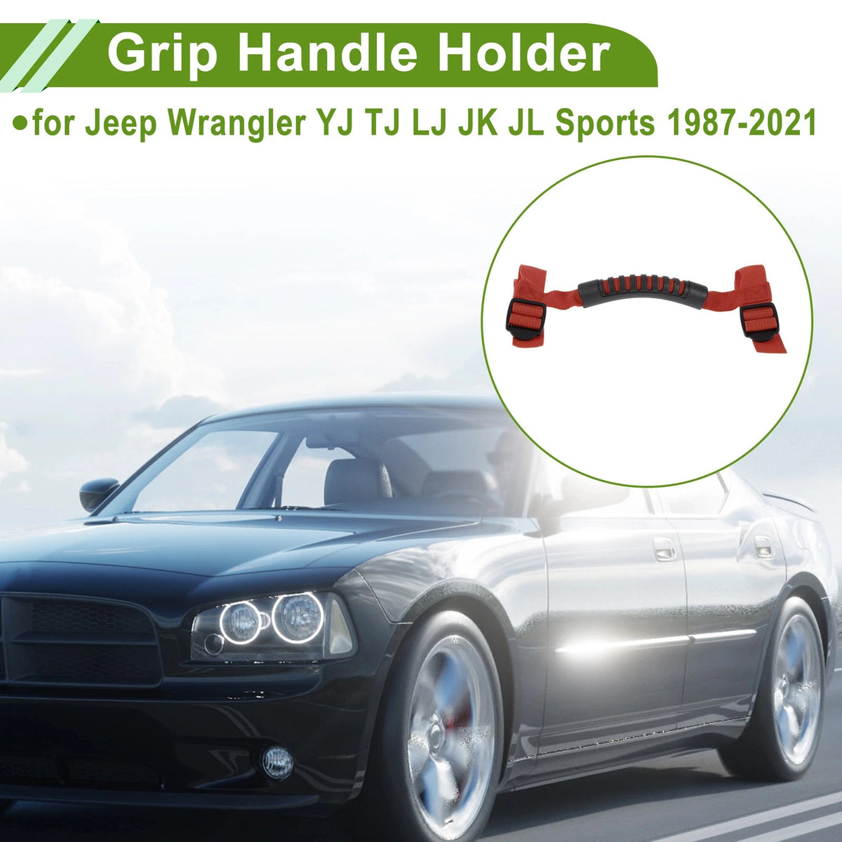 Roll Bar Grab Handles for Jeep Wrangler 1987-2021 - Red 2 x Handles