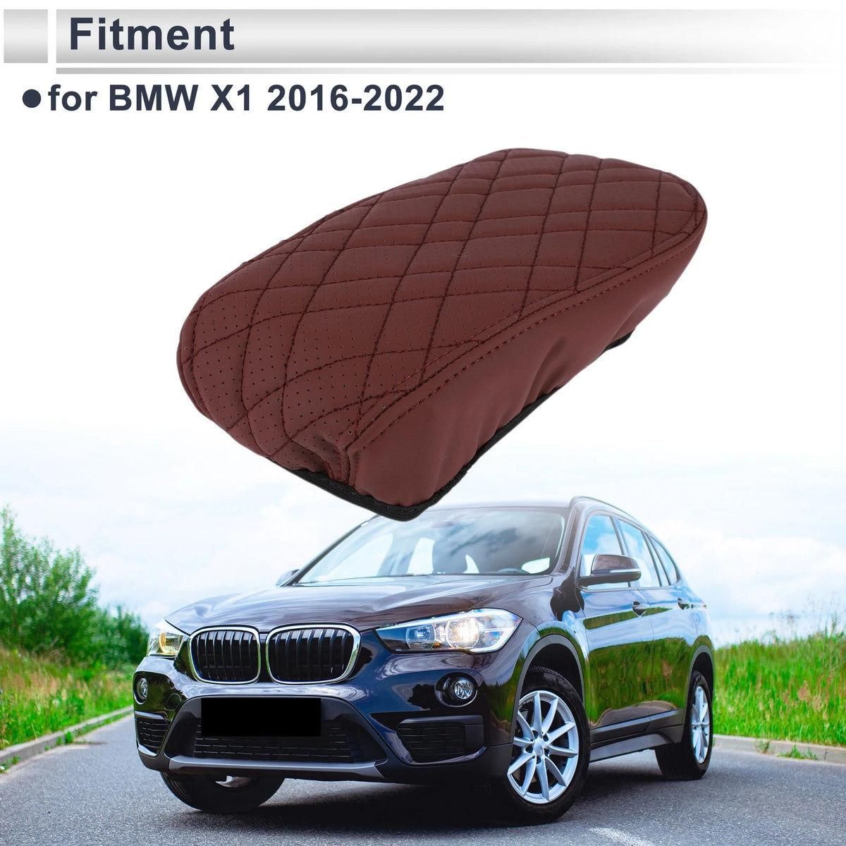 Car Center Console Cover for BMW X1 2016-2022 Wine Red 1 x Cover