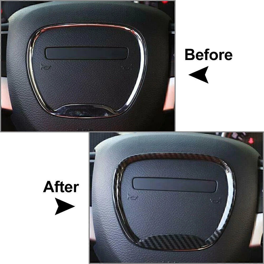 Black Steering Wheel Center Ring Cover Trim for Dodge Challenger Charger (2015-2019)