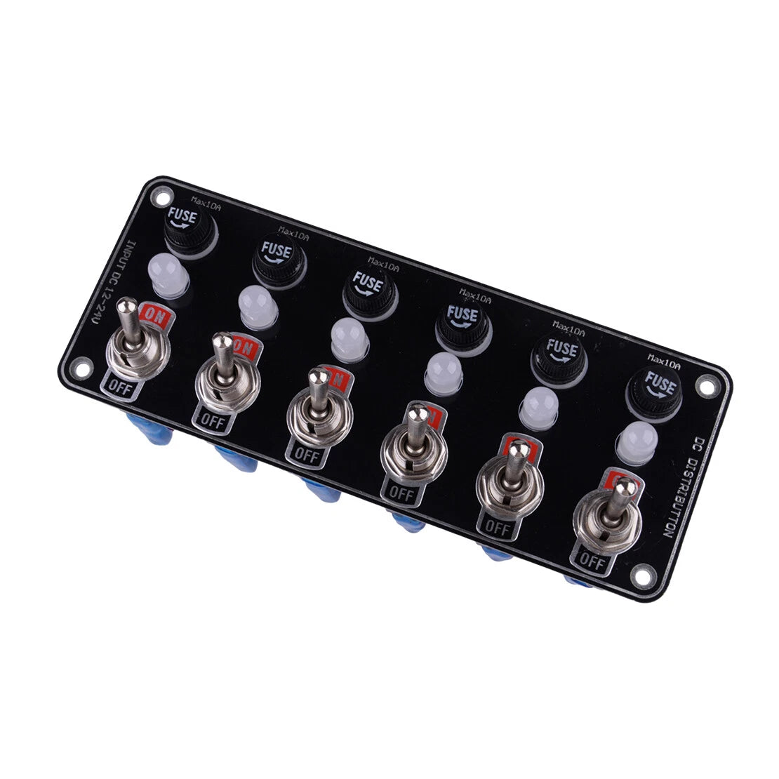 6 Gang Metal Rocker Switch Panel Fuse Box for Car Marine