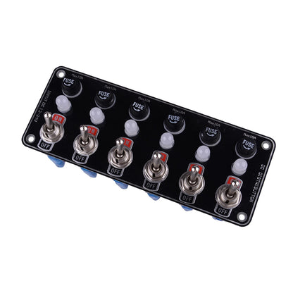 6 Gang Metal Rocker Switch Panel Fuse Box for Car Marine