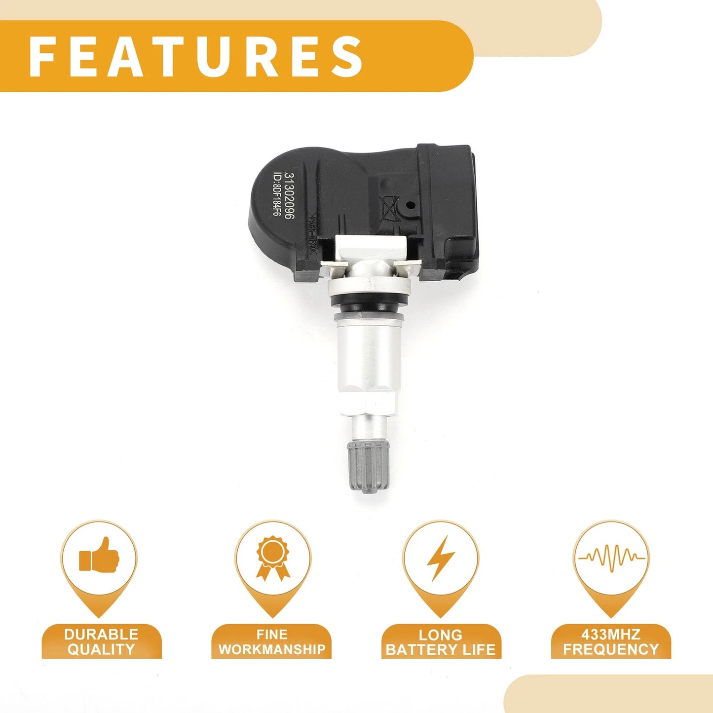 Tire Pressure Sensor 433MHz for Volvo S60 (2011-2018) 1 x Pc