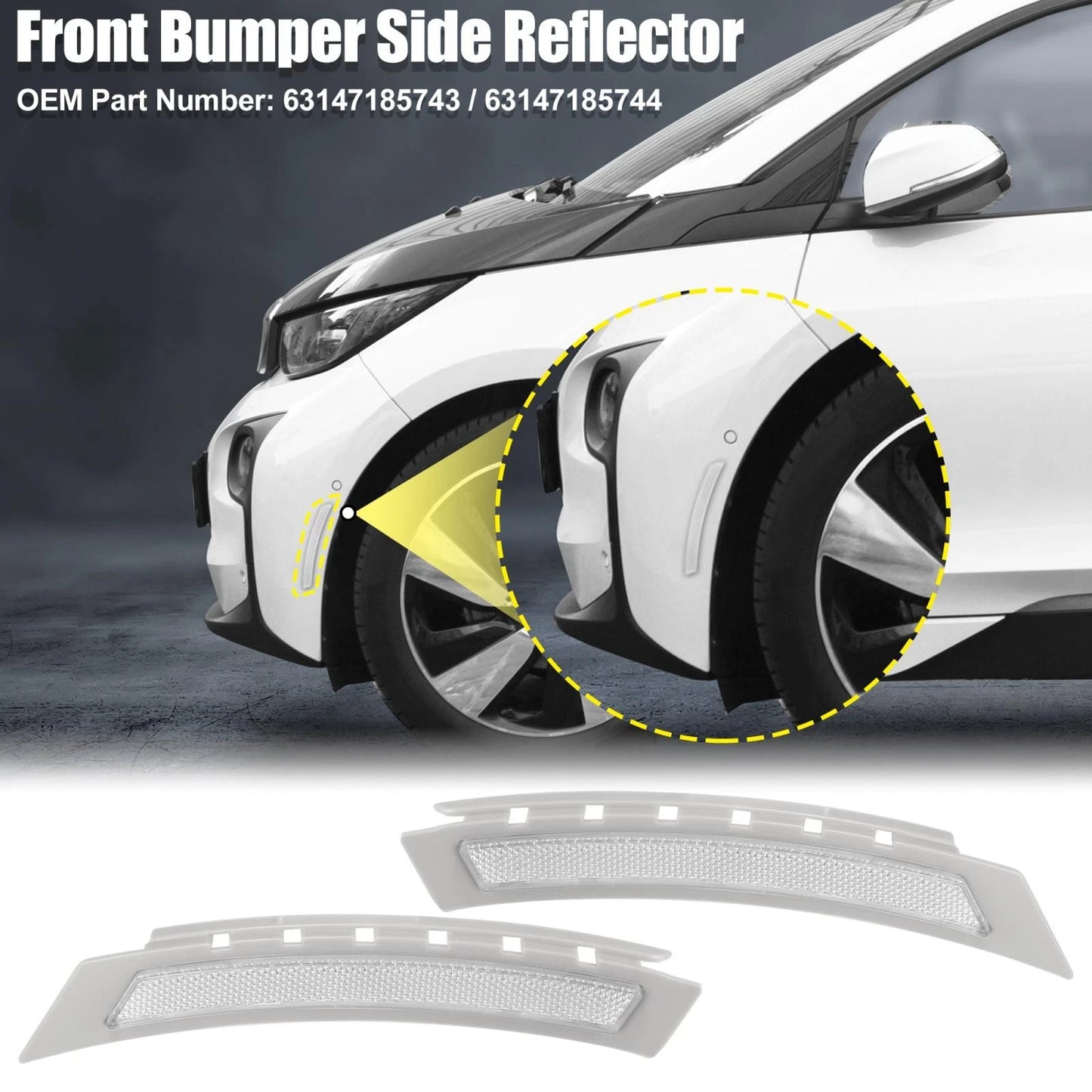 Front Bumper Reflector for BMW 5 Series LCI (2011-2017) - 2 x White Lights