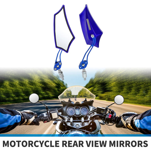Rear View Mirrors / M10 M8 / Prismatic Shape Handlebar Blue for Motorcycle
