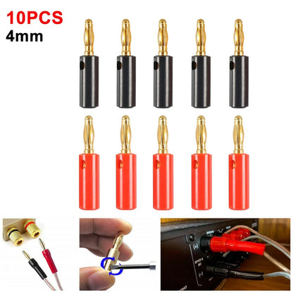 10 Pcs Brass 4mm Audio Speaker Wire Cable Connectors for Various Models