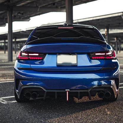 Rear Bumper Diffuser Lip w/LED Light Gloss Black for BMW 3 Series G20 (2019+)
