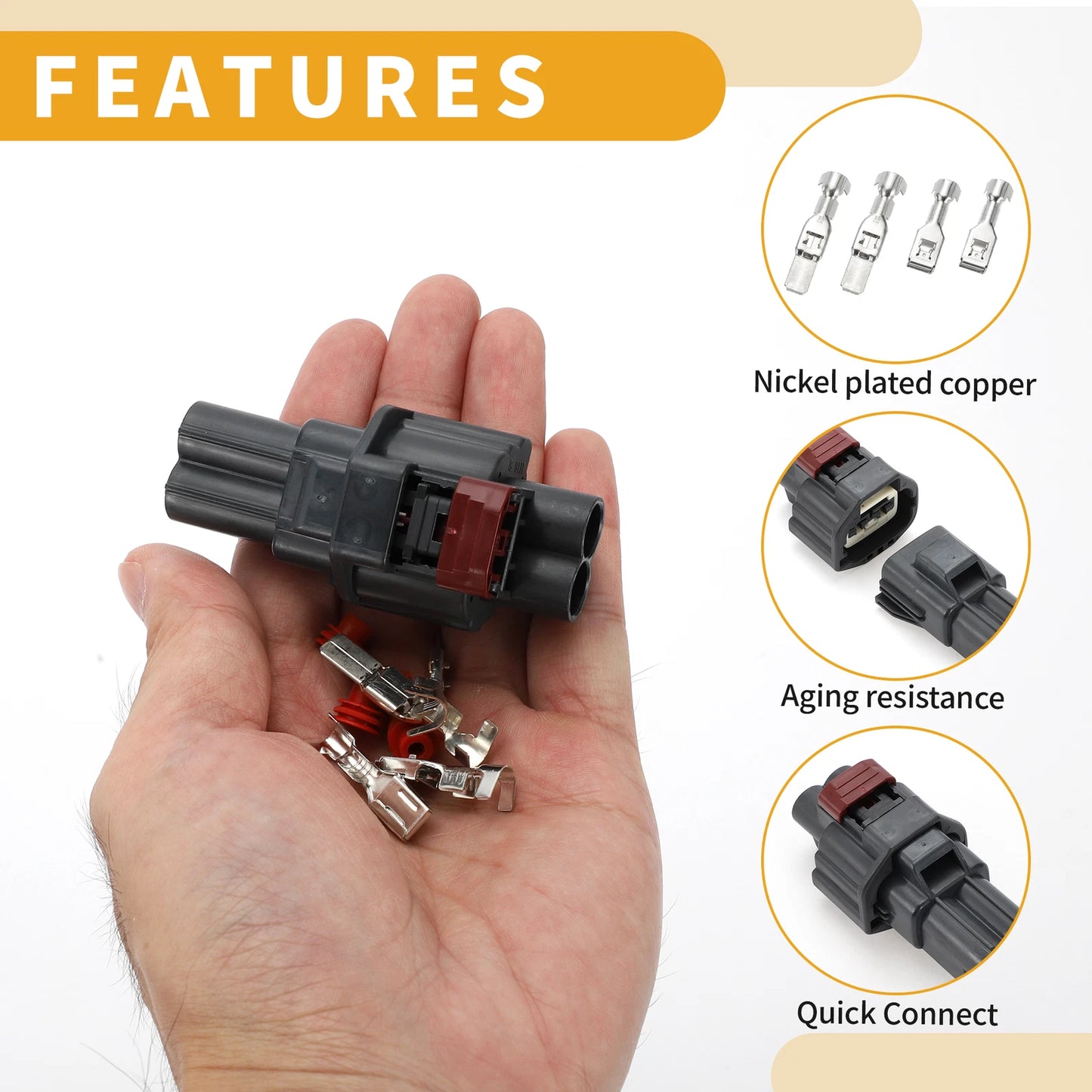 2 x Pin Engine Cooling Fan Motor Connector Plug for Ford