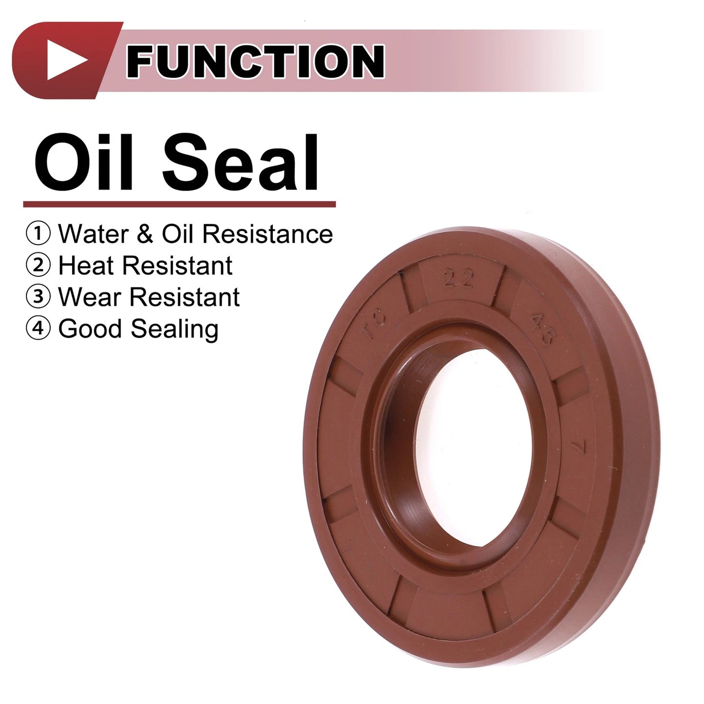 Oil Seal 2 x 22x45x7mm Rotary Shaft Seal FKM Brown for MakeModel
