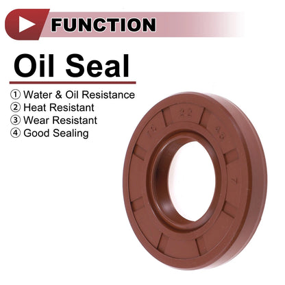 Oil Seal 2 x 22x45x7mm Rotary Shaft Seal FKM Brown for MakeModel