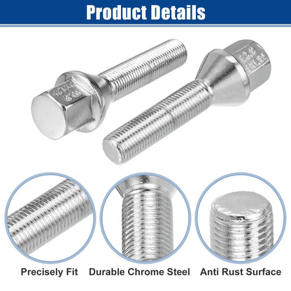 M12x1.25 Extended Wheel Lug Bolts 45mm Shank for Jeep