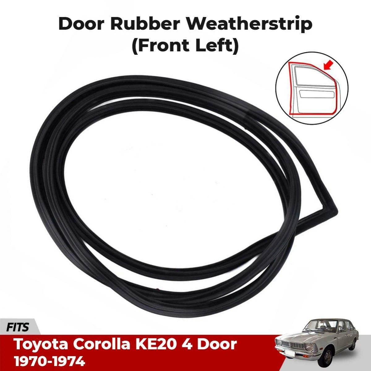 Door Glass Seals Rubber Strips LH Front Fits Toyota Corolla KE20 4-Door 1970-74