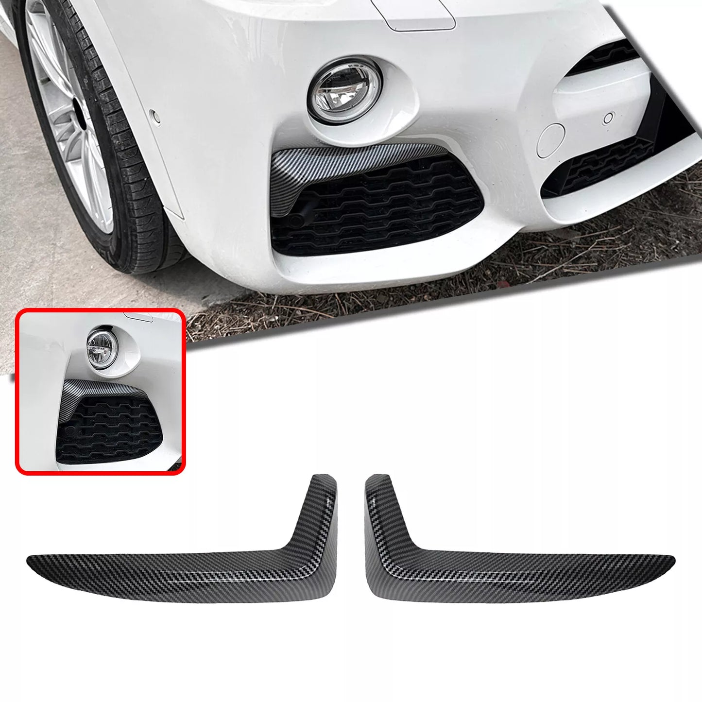 Carbon Look Front Side Air Vent Trim for BMW X3 X4 F25 F26 M Sport (14-17)