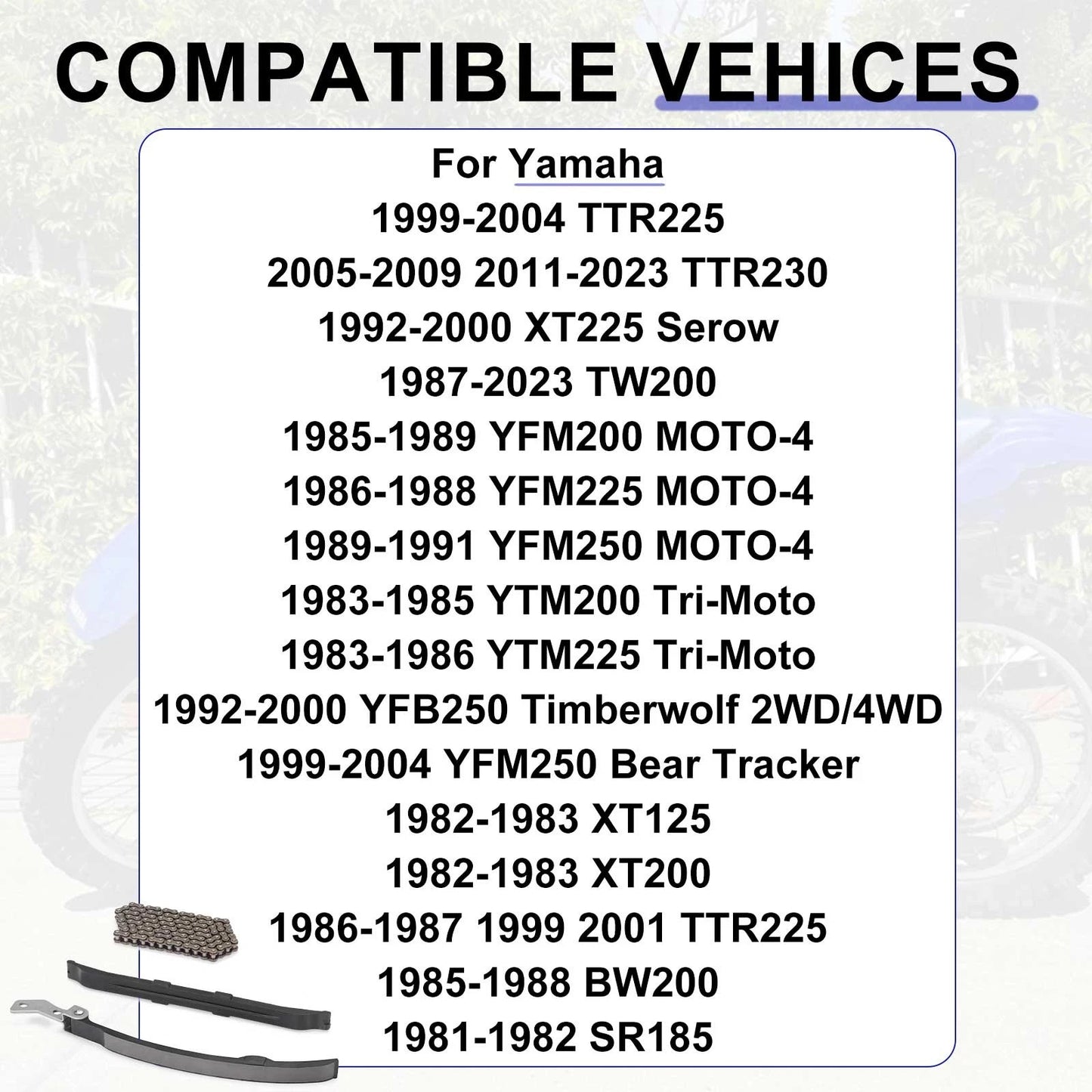 Cam Timing Chain and Guides kit for Yamaha SR185/BW200 (1981-1988)