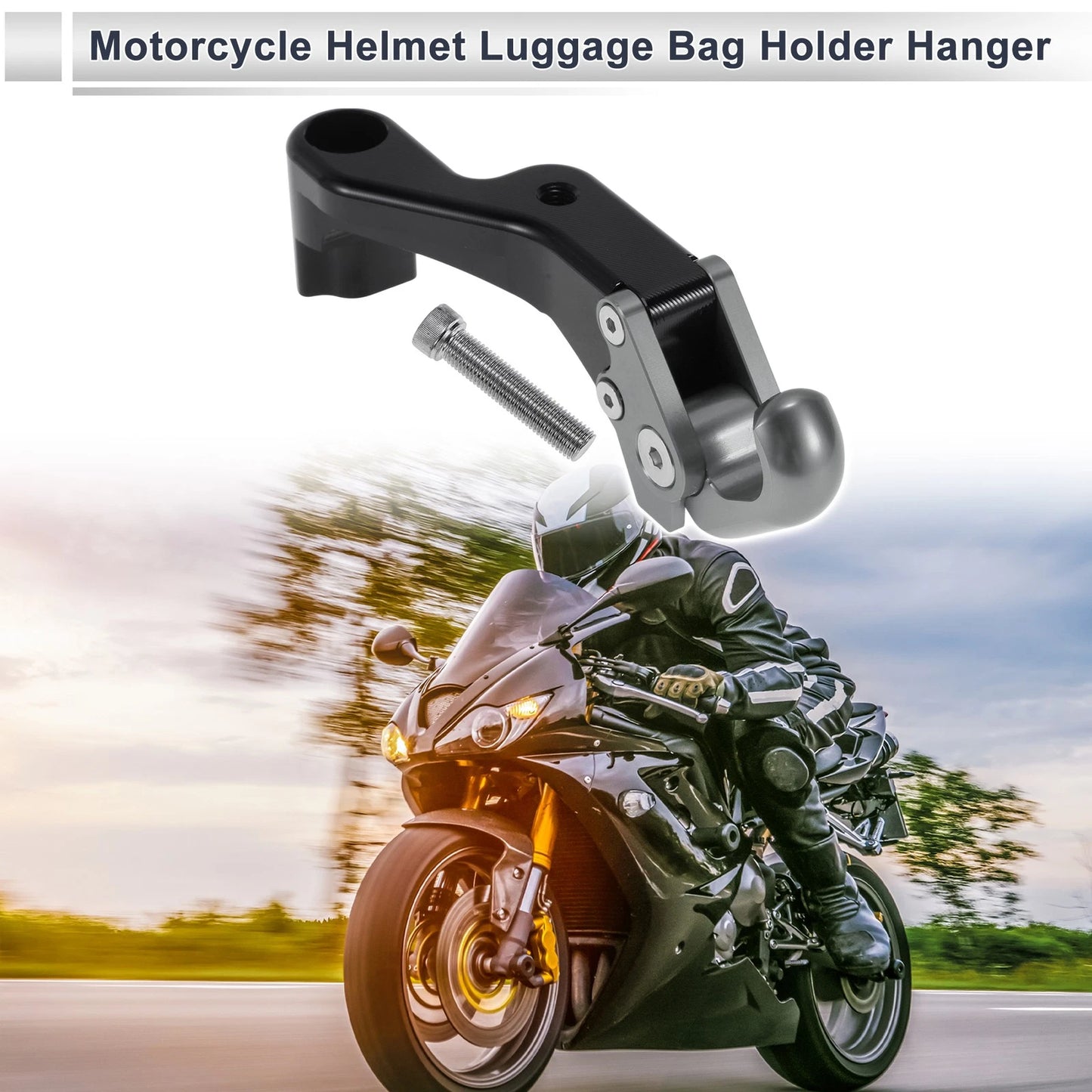 Crooked Flat Handle with Hook for Motorcycle Hanging Hook Titanium Tone