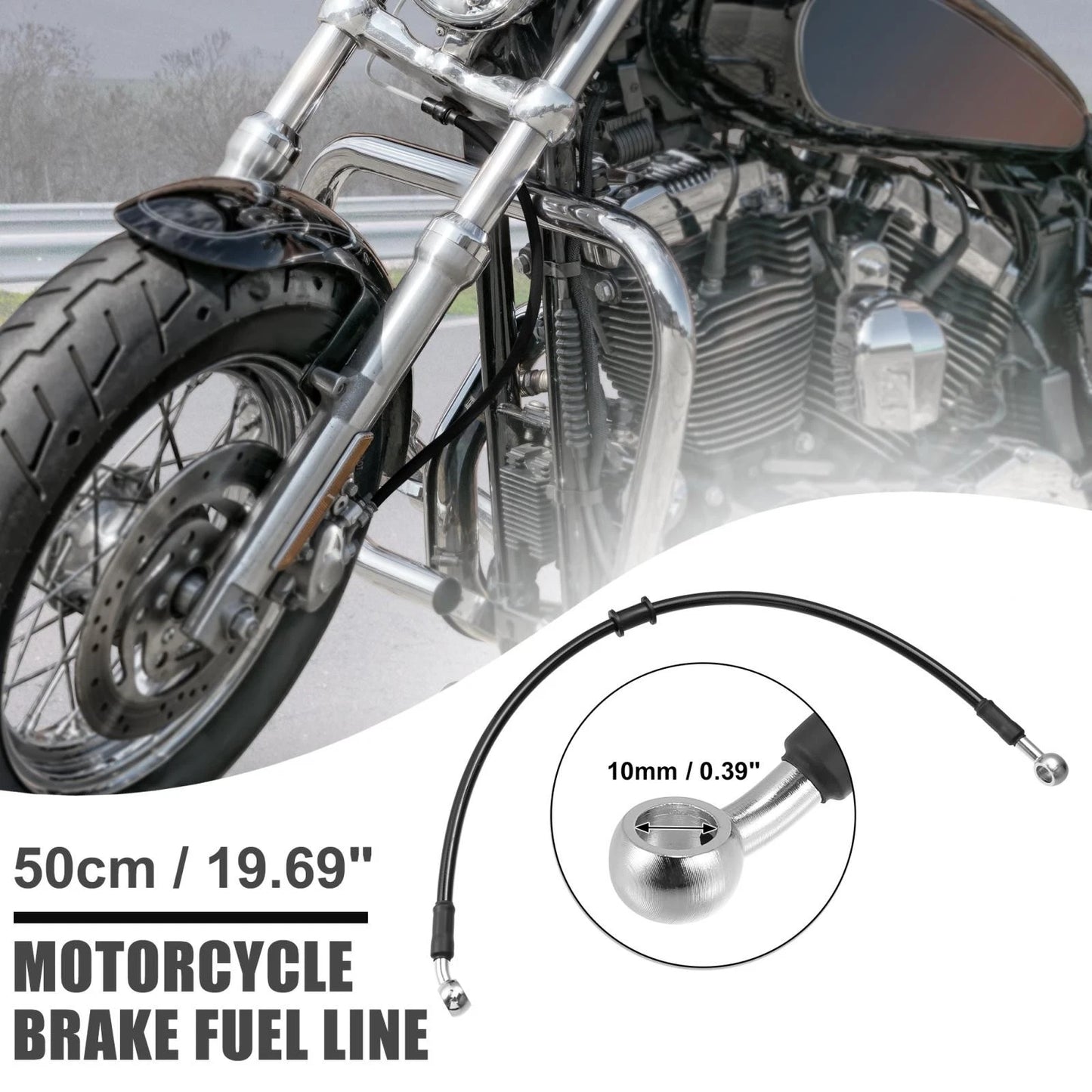 50cm / 10mm / Motorcycle Braided Brake Clutch Hoses Black for Make Model