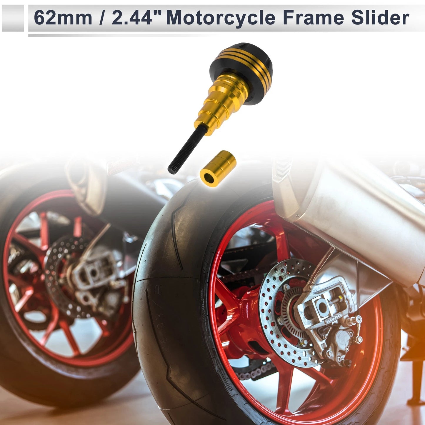 20mm Aluminum Alloy Plastic Motorcycle Slider Frame 1 Pc Gold Tone