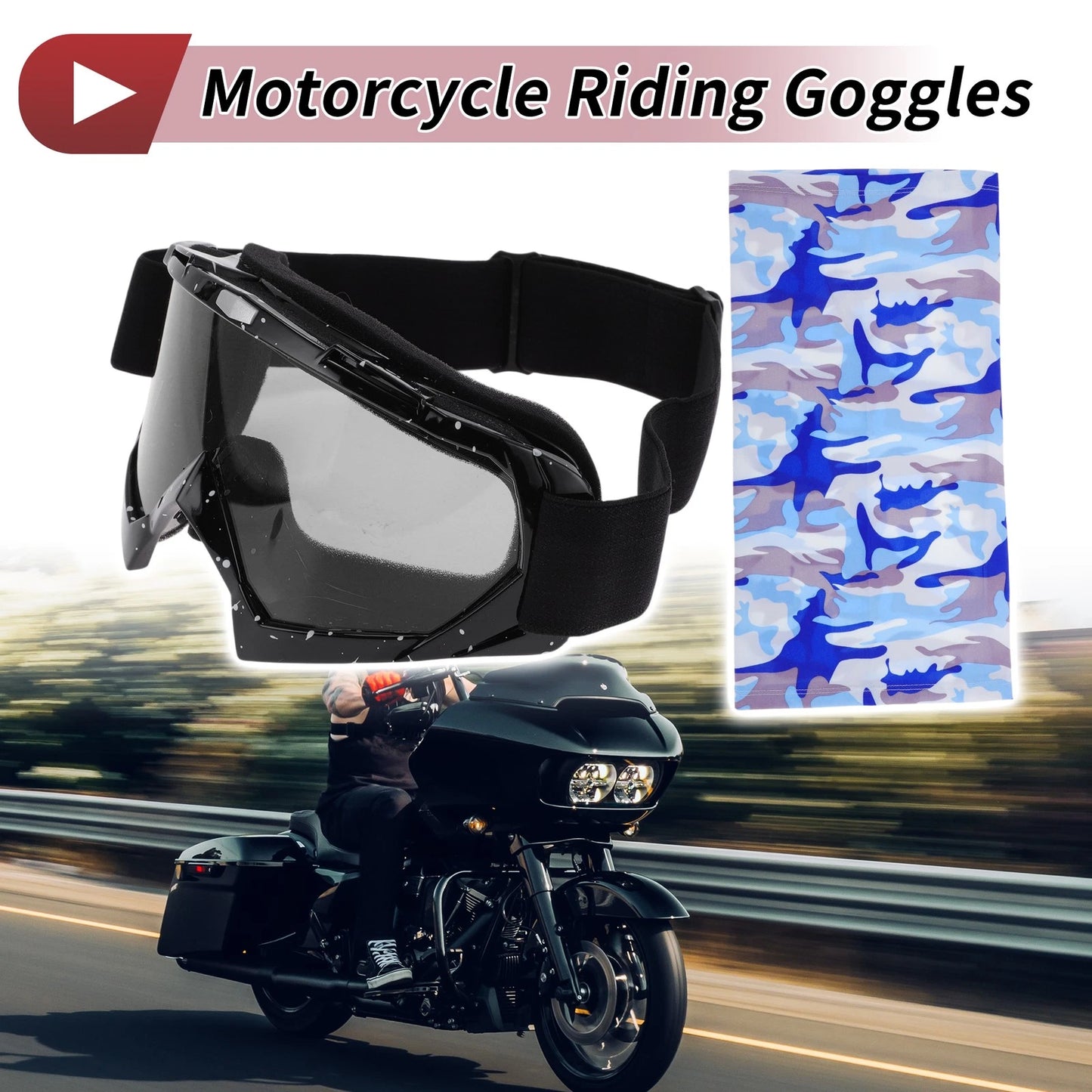 Goggles for Motorcycle Grey Lens White Black Frame PC Cycling Sunglasses
