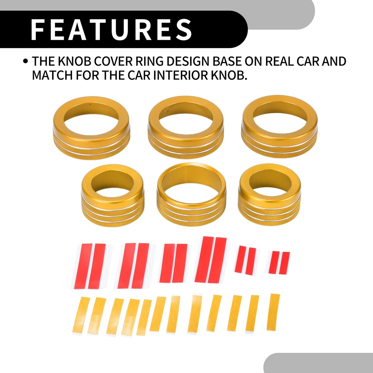 AC Headlight Media Switch Knob Covers for Jeep Wrangler (2018-2023) - 6 Pcs