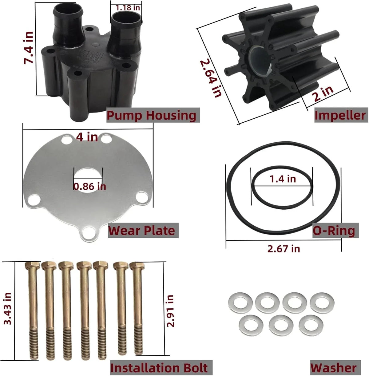 Mercury Mercruiser Bravo Raw Water Pump Impeller Kit