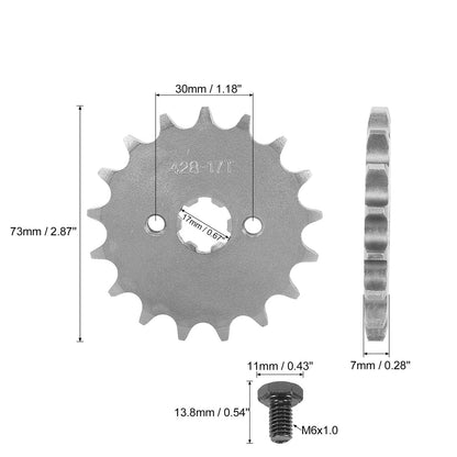 Chain 17T Front Engine Sprocket 17mm Titanium Tone for Motorcycle