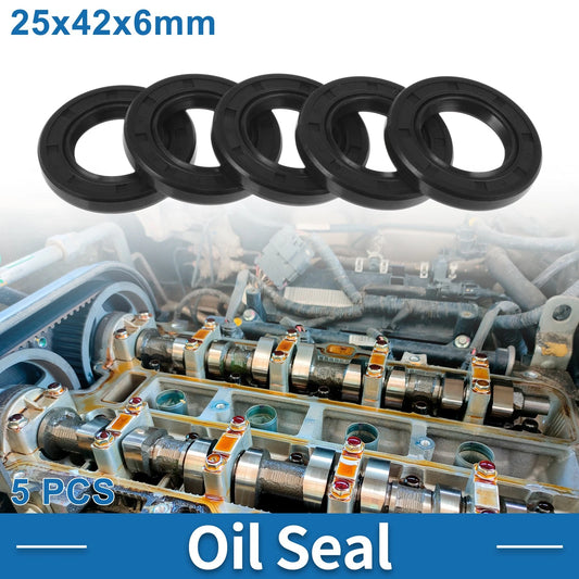 Oil Seal Rotary Shaft Seal Nitrile Rubber 25x42x6mm Black 5 Pcs